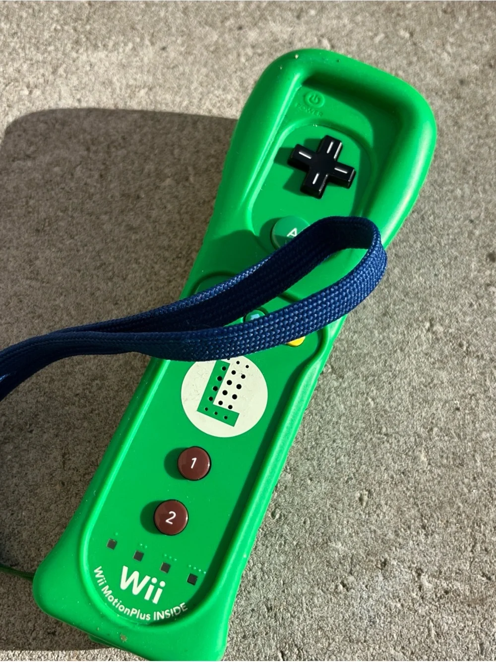 Nintendo Green Wii Remote Plus Controller with Blue Wrist Strap